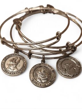 Alex and Ani Saint Charm Bracelet Set St Anthony Christopher Claddagh 3pc